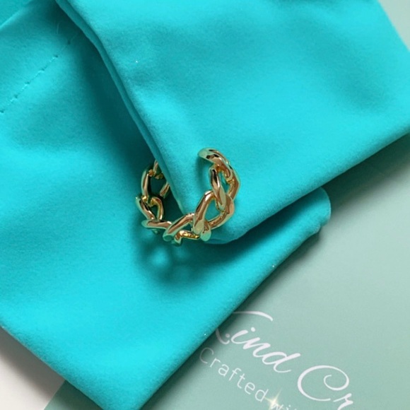 Vermeil Link Chain Ring 925 sterling silver Gold - Picture 10 of 16